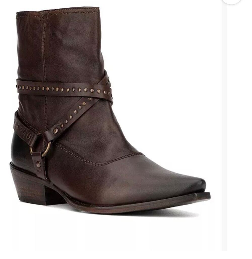 Vintage Foundry Co. Women's Alissa Brown Leather Mid-Calf Boots Size 9 NEW